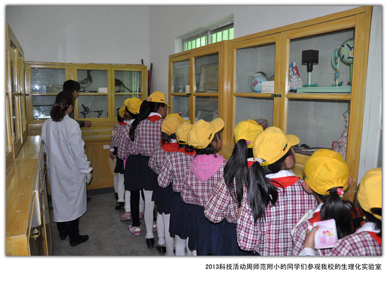 2013年科技活动周师范附小学生参观我校理化生实验室